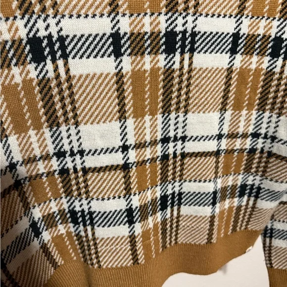 Dickies Plaid Crew Neck Sweater -‎ Brown, White, and Black - Picture 2 of 6